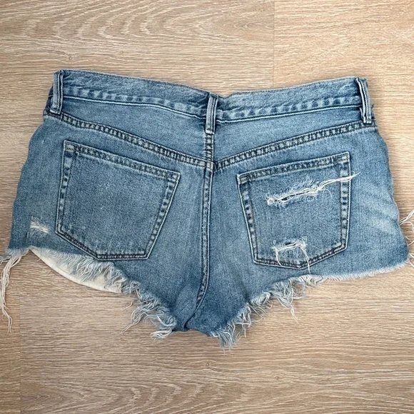 We The Free Blue Distressed Jean Shorts - Picture 3 of 4